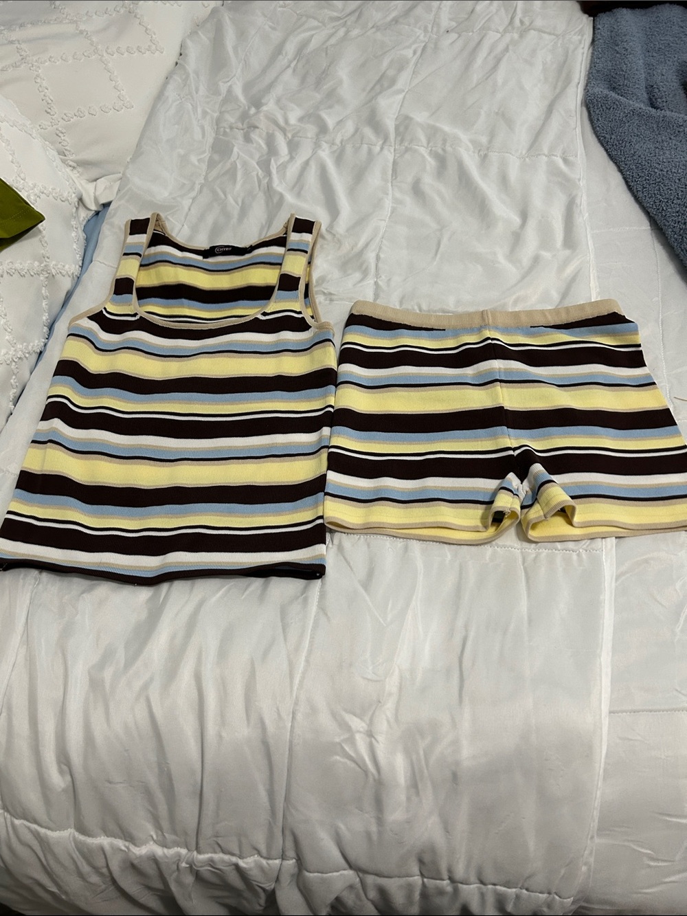 Knit Shorts & top Yellow & Brown womens